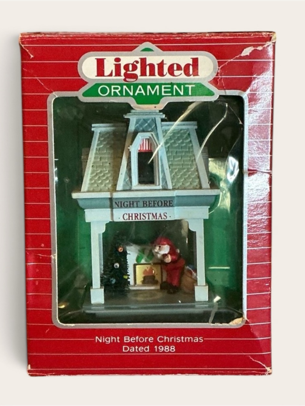 Hallmark Keepsake Lighted Ornament Vintage 1988 Night Before Christmas